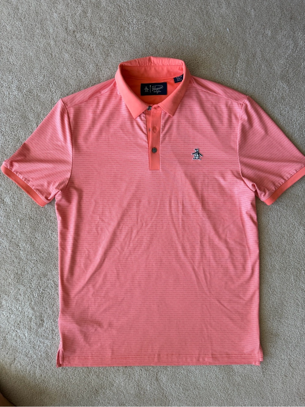 Original Penguin Coral Stripe Polo Shirt